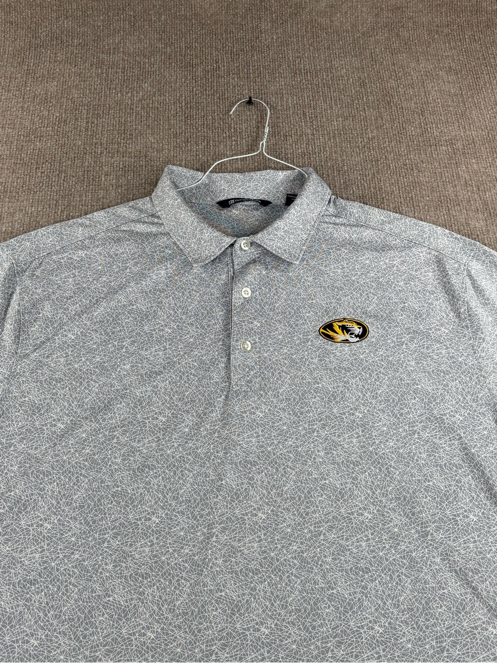 Missouri Tigers Mizzou Polo Shirt 2XL Gray NCAA Performance Golf Cutter & Buck